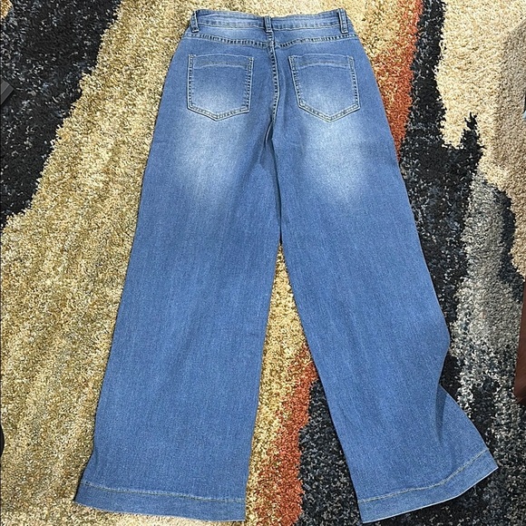 NWOT High Rise Wide-Leg Blue Jeans Women's Size Small Unbranded - Picture 5 of 9